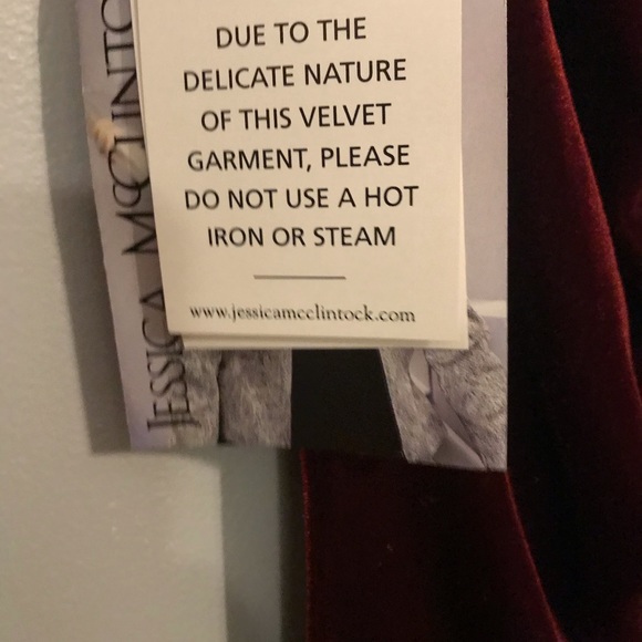 JESSICA MCCLINTOCK RED VELVET LONG DRESS - Picture 6 of 10